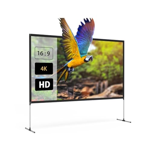 Projektionsleinwand 80/100-Zoll-Projektorleinwand, 4K-Auflösung, 16:9, faltbar, knitterfrei, einfache Installation, Outdoor-Filmleinwand(80 inch) von BAFEIYA