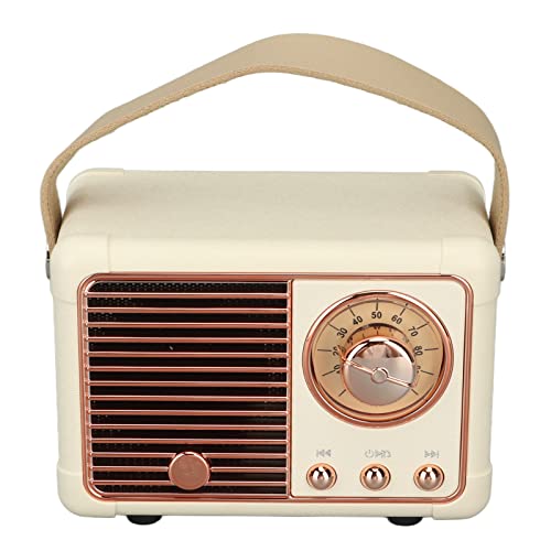 Retro Lautsprecher Vintage Design Mini Tragbarer Drahtloser Lautsprecher mit 5.0, Lange Akkulaufzeit für Kochen, Partys, Gartenarbeit (White) von BAFOVY