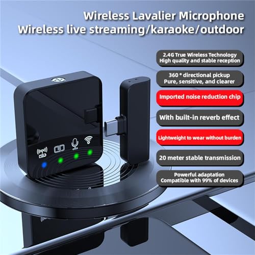 BAFOVY Wireless Mikrofon, Intelligentes Geräuschabbau, Fernstabilität, Langlebiger Akku, LED (Typ 1) von BAFOVY