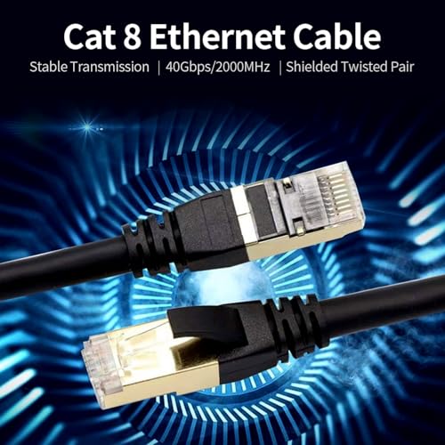 CAT 8 Ethernet -Kabel, 40 Gbit/S 2000 MHz Hochgeschwindigkeitsnetzwerkkabel, Breite Kompatibilität, Stabile, Effiziente Abschirmung, Design, Ideal für Laptops, Desktops, Router, (#3) von BAFOVY