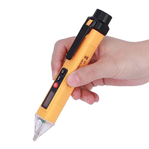 Digitalspannungsdetektor -Teststift, Einstellbare Empfindlichkeit und Automatisches Abschalten mit LCD -Bildschirm und Taschenlampe für Elektrische Tests, Spannungstester, (Gelb + schwarz) von BAFOVY