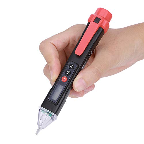 Digitalspannungsdetektor -Teststift, Einstellbare Empfindlichkeit und Automatisches Abschalten mit LCD -Bildschirm und Taschenlampe für Elektrische Tests, Spannungstester, (schwarz+rot) von BAFOVY