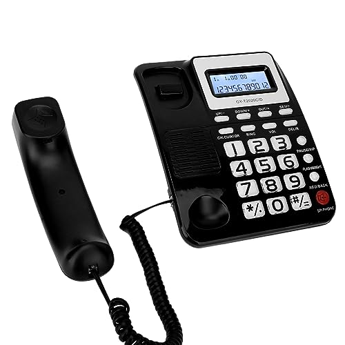 Kabelgebundenes Telefon, Dual -Schnitt -Kabel Telefon, Taschenrechnerdesign, für Anrufaufzeichnungen und ID Funktionen (Black) von BAFOVY