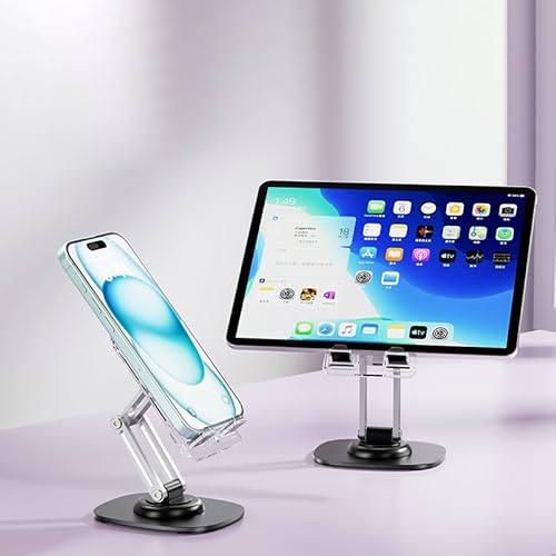 BAFUGU Handy Ständer, Universal Faltbar Handyhalterung, 360° Drehbarer Höhenverstellbar Handy Halterung,Kompatibel mit iPhone 15/14/13/16 Pro,Samsung,Smartphone,Allen Geräten 4–10"-Transparent BAFUGU Handy Ständer, Universal Faltbar Handyhalterung, 360° Drehbarer Höhenverstellbar Handy Halterung,Kompatibel mit iPhone 15/14/13/16 Pro,Samsung,Smartphone,Allen Geräten 4–10"-Transparent von BAFUGU