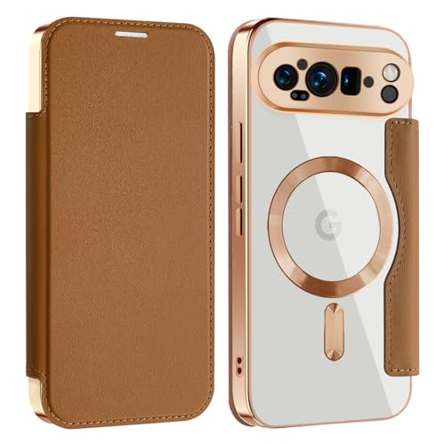 BAFUGU Hülle für Google Pixel 9 Pro XL Klapphülle, Kompatibel mit Mag-Safe Kartenfach PU Leder Anti-Kratzer Handyhülle mit RFID-Sperre Schutzhülle Transparent Flip Case Cover für Pixel 9 XL-Gold BAFUGU Hülle für Google Pixel 9 Pro XL Klapphülle, Kompatibel mit Mag-Safe Kartenfach PU Leder Anti-Kratzer Handyhülle mit RFID-Sperre Schutzhülle Transparent Flip Case Cover für Pixel 9 XL-Gold von BAFUGU