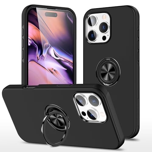 BAFUGU Hülle für iPhone 16 Pro Handyhülle, [Militärstandard] Kratzfestigkeit Stoßfeste Haltbarkeit stoßfest mit 360° Magnetischer Drehbarer Ständer Handyhülle für iPhone 16 Pro-Schwarz von BAFUGU