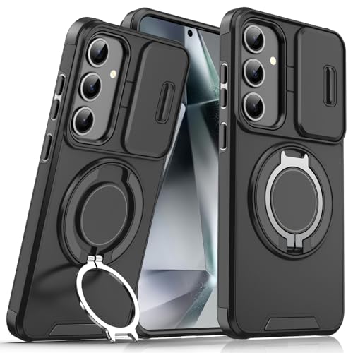 BAFUGU Hülle für Samsung Galaxy S25 Plus/Samsung Galaxy S24 Plus Handyhülle Kompatibel mit MagSafe mit Schiebbarer Kameraschutz und 360 Grad Ring Stand Militär Stoßfeste Schutzhülle-Schwarz BAFUGU Hülle für Samsung Galaxy S25 Plus/Samsung Galaxy S24 Plus Handyhülle Kompatibel mit MagSafe mit Schiebbarer Kameraschutz und 360 Grad Ring Stand Militär Stoßfeste Schutzhülle-Schwarz von BAFUGU