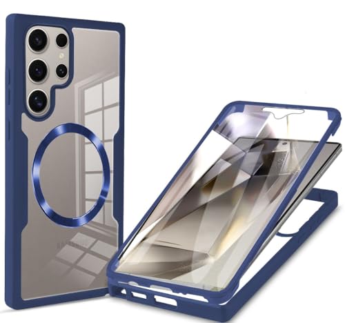 BAFUGU Hülle für Samsung Galaxy S25 Ultra Hülle 360 Grad Ganzkörper Handyhülle Kompatibel mit MagSafe mit Eingebautem Displayschutz Stoßfeste Transparent Schutzhülle-Blau BAFUGU Hülle für Samsung Galaxy S25 Ultra Hülle 360 Grad Ganzkörper Handyhülle Kompatibel mit MagSafe mit Eingebautem Displayschutz Stoßfeste Transparent Schutzhülle-Blau von BAFUGU