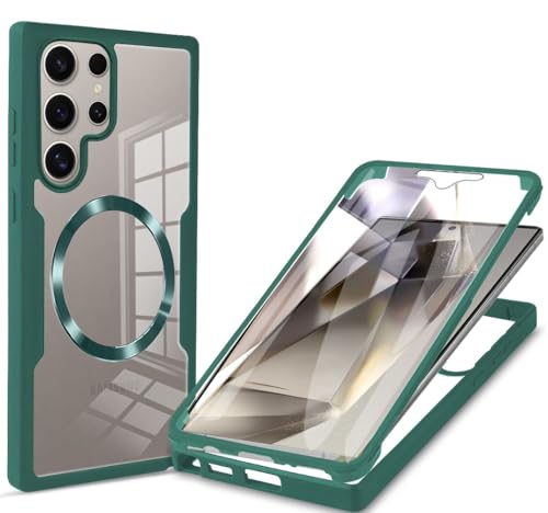 BAFUGU Hülle für Samsung Galaxy S25 Ultra Hülle 360 Grad Ganzkörper Handyhülle Kompatibel mit MagSafe mit Eingebautem Displayschutz Stoßfeste Transparent Schutzhülle-Grün BAFUGU Hülle für Samsung Galaxy S25 Ultra Hülle 360 Grad Ganzkörper Handyhülle Kompatibel mit MagSafe mit Eingebautem Displayschutz Stoßfeste Transparent Schutzhülle-Grün von BAFUGU
