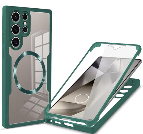 BAFUGU Hülle für Samsung Galaxy S25 Ultra Hülle 360 Grad Ganzkörper Handyhülle Kompatibel mit MagSafe mit Eingebautem Displayschutz Stoßfeste Transparent Schutzhülle-Grün BAFUGU Hülle für Samsung Galaxy S25 Ultra Hülle 360 Grad Ganzkörper Handyhülle Kompatibel mit MagSafe mit Eingebautem Displayschutz Stoßfeste Transparent Schutzhülle-Grün von BAFUGU
