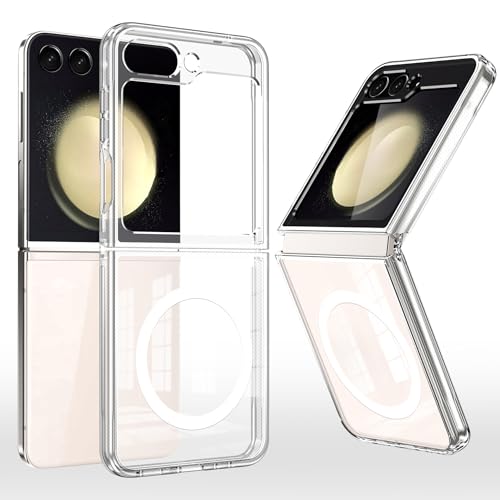 BAFUGU Hülle für Samsung Galaxy Z Flip 6, Kompatibel mit MagSafe [Transparent Anti-Yellow] [Militärischer Schutz stoßfest] [Transparente Handyhülle] mit weichem Silikon Bumper von BAFUGU