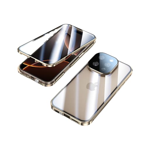 BAFUGU Hülle für iPhone 16 Pro Magnetische Adsorption Handyhülle 360 Grad Stoßschutz Vorne hinten Gehärtetes Glas Schutzhülle Metallrahmen Case Handyhülle für iPhone 16 Pro - Schwarz-Golden BAFUGU Hülle für iPhone 16 Pro Magnetische Adsorption Handyhülle 360 Grad Stoßschutz Vorne hinten Gehärtetes Glas Schutzhülle Metallrahmen Case Handyhülle für iPhone 16 Pro - Schwarz-Golden von BAFUGU