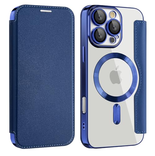 BAFUGU Hülle für iPhone 16 Pro Klapphülle, Kompatibel mit Mag-Safe Kartenfach PU Leder Anti-Kratzer Handyhülle mit RFID-Sperre Schutzhülle Transparent Flip Case Cover für iPhone 16 Pro-Marineblau BAFUGU Hülle für iPhone 16 Pro Klapphülle, Kompatibel mit Mag-Safe Kartenfach PU Leder Anti-Kratzer Handyhülle mit RFID-Sperre Schutzhülle Transparent Flip Case Cover für iPhone 16 Pro-Marineblau von BAFUGU