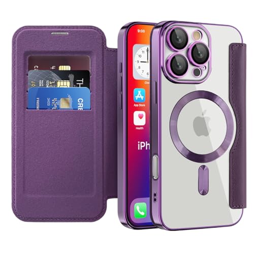 BAFUGU Hülle für iPhone 16 Pro Klapphülle, Kompatibel mit Mag-Safe Kartenfach PU Leder Anti-Kratzer Handyhülle mit RFID-Sperre Schutzhülle Transparent Flip Case Cover für iPhone 16 Pro-Purple BAFUGU Hülle für iPhone 16 Pro Klapphülle, Kompatibel mit Mag-Safe Kartenfach PU Leder Anti-Kratzer Handyhülle mit RFID-Sperre Schutzhülle Transparent Flip Case Cover für iPhone 16 Pro-Purple von BAFUGU