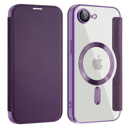 BAFUGU Hülle für iPhone 16E/SE4 Klapphülle, Kompatibel mit Mag-Safe Kartenfach PU Leder Anti-Kratzer Handyhülle mit RFID-Sperre Schutzhülle Transparent Flip Case Cover für iPhone 16E/SE4-purple BAFUGU Hülle für iPhone 16E/SE4 Klapphülle, Kompatibel mit Mag-Safe Kartenfach PU Leder Anti-Kratzer Handyhülle mit RFID-Sperre Schutzhülle Transparent Flip Case Cover für iPhone 16E/SE4-purple von BAFUGU