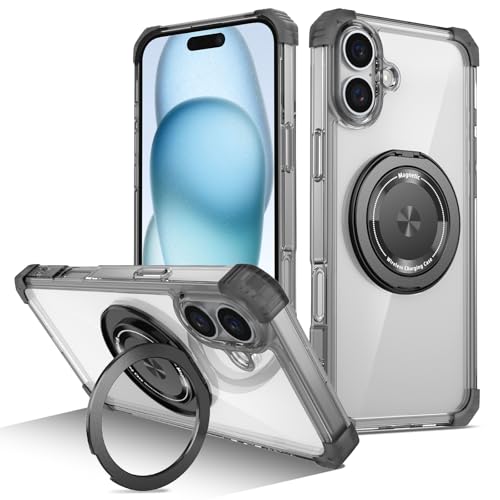 BAFUGU Magnetisch Hülle für iPhone 16 Plus Handyhülle, Kompatibel mit MagSafe, 360° Magnetischer Ring Ständer Hülle, Schutzhülle TPU Schock Stoßfester Stoßfänger Dünn Case-Schwarz BAFUGU Magnetisch Hülle für iPhone 16 Plus Handyhülle, Kompatibel mit MagSafe, 360° Magnetischer Ring Ständer Hülle, Schutzhülle TPU Schock Stoßfester Stoßfänger Dünn Case-Schwarz von BAFUGU