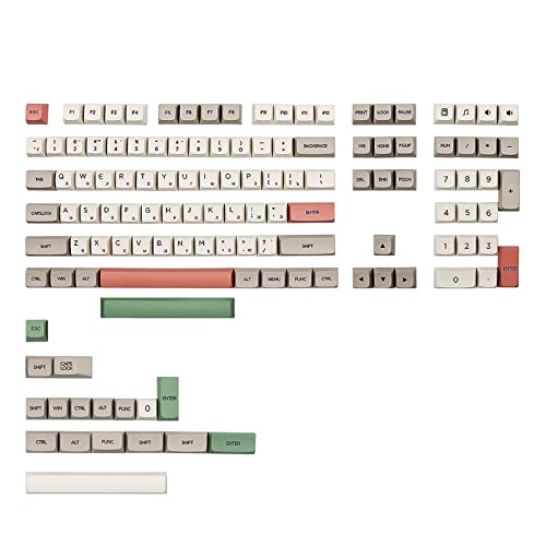 126 Stück 9009 Beige für graue PBT-Tastenkappen, XDA V2 Profil-Dyesub-Tastenkappen für mechanische Tastatur, Englisch, Russisch, Koreanisch, Japan, 9009 Tastenkappen, Pbt Xda von BAHJKASD