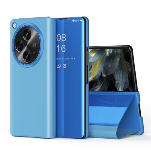 BAIDIYU Handyhülle für OnePlus Open, Spiegelseitige Smart Flip Schutzhülle, Voller Schutz, Hülle für OnePlus Open Handy Schutzhülle..(Blau) von BAIDIYU