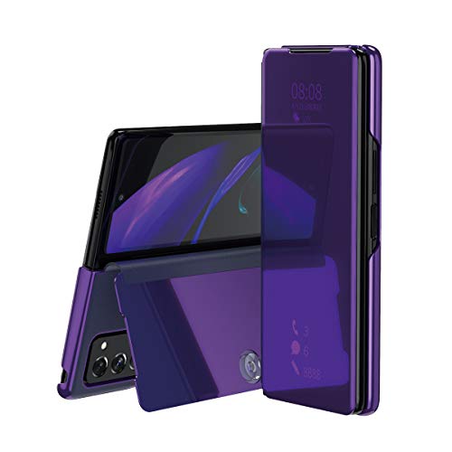 BAIDIYU Handyhülle für Samsung Galaxy Z Fold 2 Hülle, Spiegelseitige Smart Flip Schutzhülle, Voller Schutz, Hülle für Samsung Galaxy Z Fold 2 Handy Schutzhülle.(Lila) von BAIDIYU