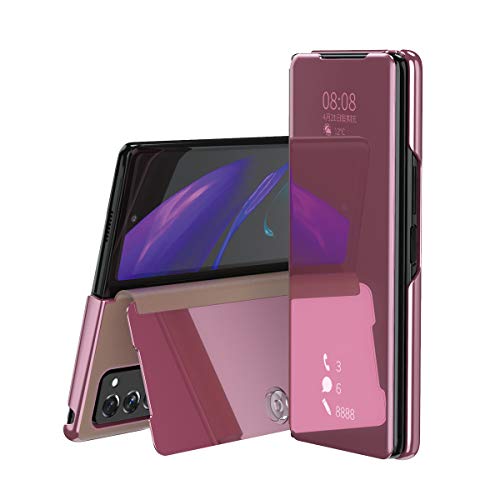 BAIDIYU Handyhülle für Samsung Galaxy Z Fold 2 Hülle, Spiegelseitige Smart Flip Schutzhülle, Voller Schutz, Hülle für Samsung Galaxy Z Fold 2 Handy Schutzhülle.(Roségold) von BAIDIYU