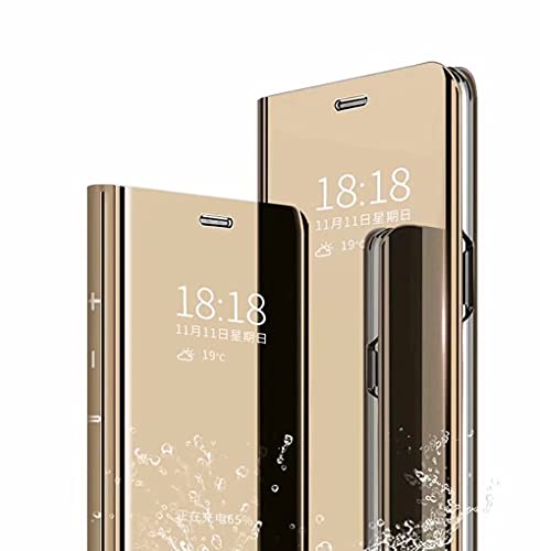 BAIDIYU Handyhülle für Xiaomi 11T/11T Pro 5G Hülle, Spiegelseitige Smart Flip Schutzhülle, Voller Schutz, Hülle für Xiaomi 11T/11T Pro 5G Handy Schutzhülle.(Gold) von BAIDIYU