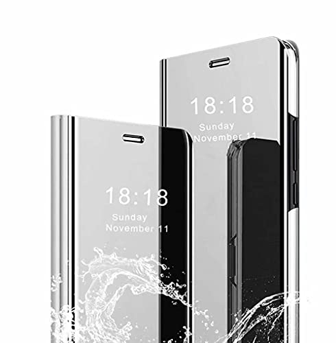 BAIDIYU Handyhülle für Xiaomi 13T Pro Hülle, Spiegelseitige Smart Flip Schutzhülle, Voller Schutz, Hülle für Xiaomi 13T Pro Handy Schutzhülle.(Silber) von BAIDIYU