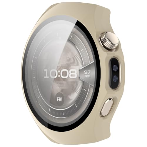 BAIDIYU Hülle Kompatibel mit Huawei Watch 5 42mm, PC + Gehärteter Film, Anti-Fall, Anti-Kratzer, Smartwatch Schutzhülle Kompatibel mitr Huawei Watch 5 42mm.(Elfenbeinweiß) von BAIDIYU