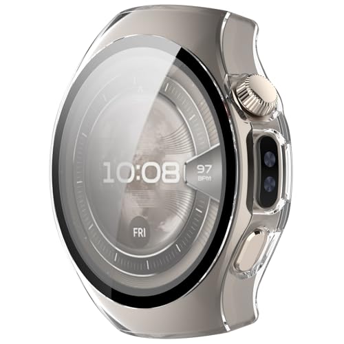 BAIDIYU Hülle Kompatibel mit Huawei Watch 5 42mm, PC + Gehärteter Film, Anti-Fall, Anti-Kratzer, Smartwatch Schutzhülle Kompatibel mitr Huawei Watch 5 42mm.(Transparentes Weiß) von BAIDIYU