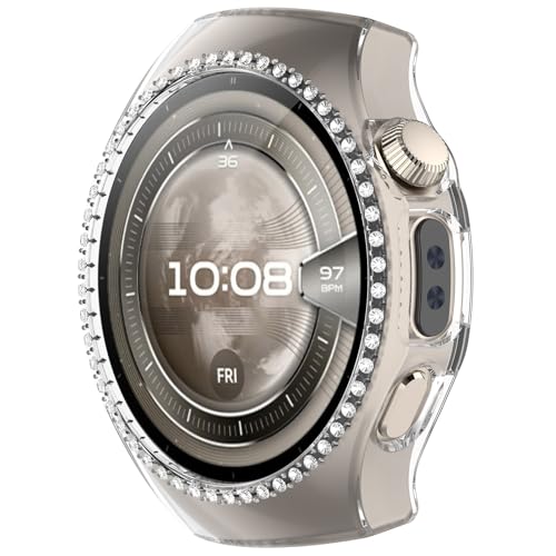 BAIDIYU Hülle Kompatibel mit Huawei Watch 5 42mm,Harter PC + Mit Diamant, Sturzsicher, Kratzfest, Smartwatch Schutzhülle Kompatibel mit Huawei Watch 5 42mm.(Transparent) von BAIDIYU