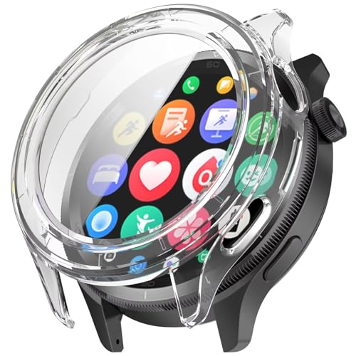 BAIDIYU Hülle Kompatibel mit Huawei Watch 5 Pro, PC + Gehärteter Film, Anti-Fall, Anti-Kratzer, Smartwatch Schutzhülle Kompatibel mitr Huawei Watch 5 Pro.(Transparentes Weiß) von BAIDIYU