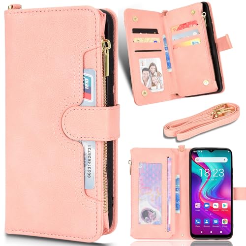 BAILI Handyhülle für iPhone 13 Mini Hülle mit Kartenfäch Ständer Schutzhülle Leder Wallet Case iPhone 13 Mini Cover Tasche Handytasche Stoßfeste-Rosa von BAILI