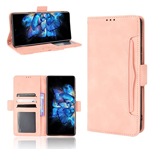 BAILI Lederhülle für VIVO Y16 Hülle, Flip Case Schutzhülle Handy mit Kartenfach Stand, Tasche Cover Etui Handyhülle für VIVO Y16, Rosa von BAILI