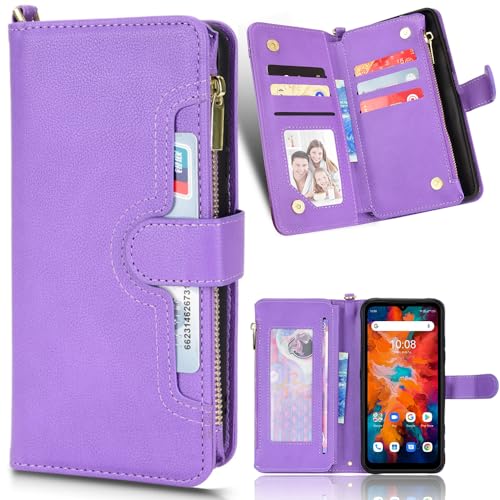 BAILI Reißverschlusstasche für Leica Leitz Phone 3, Handtäschchen mit Reißverschlusstasche, magnetischer Ständer Wallet Cover für Leica Leitz Phone 3-Lila von BAILI