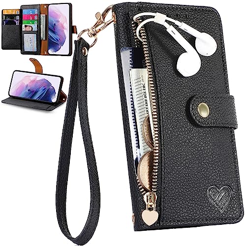 BAILI Zipper Wallet Schutz Hülle für iPhone 7/8/SE 2020/SE 2022, Ständer Case RFID-Blockierung Cover für iPhone 7/8/SE 2020/SE 2022-001 von BAILI