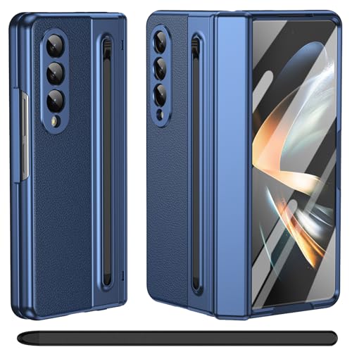 Für Galaxy Z Fold 3 Hülle mit Stiftstift, Scharnierschutz + S-Pen-Halter + Displayschutzhülle aus gehärtetem Glas, Lederhülle für Samsung Galaxy Z Fold3-Blau Für Galaxy Z Fold 3 Hülle mit Stiftstift, Scharnierschutz + S-Pen-Halter + Displayschutzhülle aus gehärtetem Glas, Lederhülle für Samsung Galaxy Z Fold3-Blau von BAILI