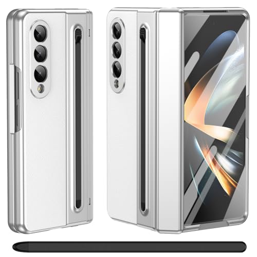 Für Galaxy Z Fold 3 Hülle mit Stiftstift, Scharnierschutz + S-Pen-Halter + Displayschutzhülle aus gehärtetem Glas, Lederhülle für Samsung Galaxy Z Fold3-Weiß Für Galaxy Z Fold 3 Hülle mit Stiftstift, Scharnierschutz + S-Pen-Halter + Displayschutzhülle aus gehärtetem Glas, Lederhülle für Samsung Galaxy Z Fold3-Weiß von BAILI