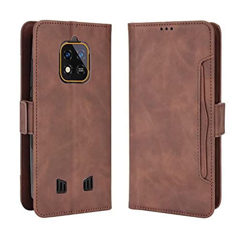 Lederhülle für Oukitel WP18 Hülle, Flip Case Schutzhülle Handy mit Kartenfach Stand, Tasche Cover Etui Handyhülle für Oukitel WP18, Brown von BAILI