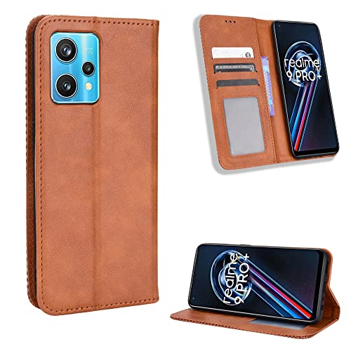 Lederhülle für Realme 9 5G Hülle, Flip Case Schutzhülle Handy mit Kartenfach Stand, Tasche Cover Etui Handyhülle für Realme 9 5G, Brown von BAILI