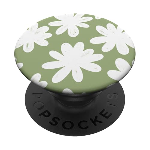 Blumen Muster grün weiß PopSockets Klebender PopGrip von BAINAI