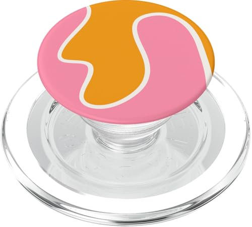 Retro Groovy Orange Pink Abstrakt Wellen Swirls PopSockets PopGrip für MagSafe von BAINAI