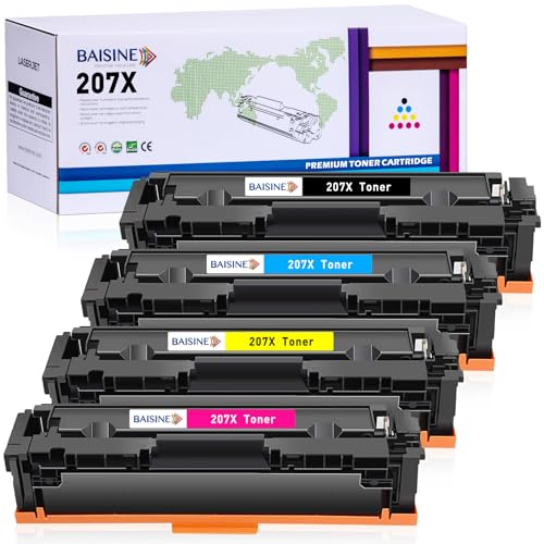 BAISINE (MIT CHIP) 207X Toner Kompatibel mit HP 207X 207A Toner Multipack für HP Color Laserjet Pro MFP M283fdw M255dw M282nw M283fdn M255nw Toner W2210X W2211X W2212X W2213X von BAISINE