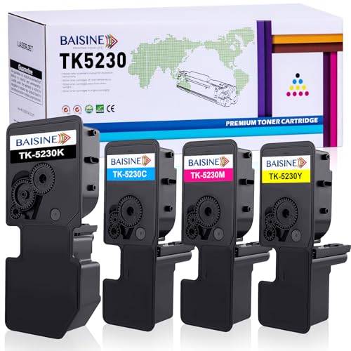 BAISINE 4-Pack Ecosys P5021cdw Toner Kompatibel Kyocera TK-5230 TK5230 Toner-Kartusche TK-5230K TK-5230C TK-5230Y TK-5230M 1t02r9bnl0 für ECOSYS M5521cdn M5521cdw P5021cdn P5021cdw von BAISINE