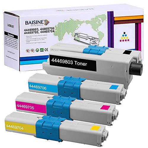 BAISINE 4er-Pack Toner Kompatible Oki MC362 für Oki MC362 MC362dn C531dn C511dn MC562 MC352 C310 C312dn C330 C331dn MC351 MC361 C510dn C530 MC561, 44469803 44469706 44469705 44469704 (BCMY) von BAISINE