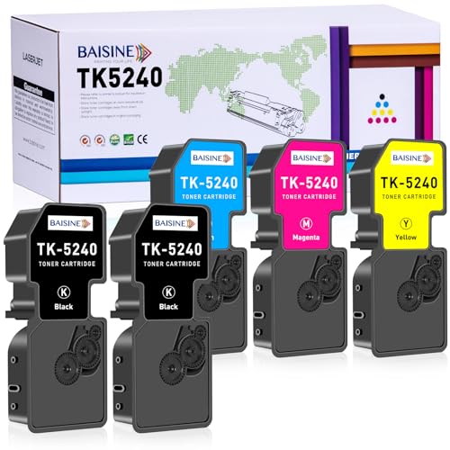 BAISINE TK5240 Toner Kompatibel für Kyocera Ecosys M5026cdw für Kyocera TK-5240 TK-5240K TK 5240 Ersatz mit ECOSYS M5526cdn M5526cdw P5026cdn P5026cdw (5-Pack, 2Schwarz Cyan Gelb Magenta) von BAISINE