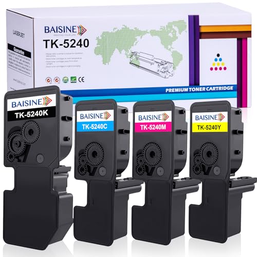 BAISINE Toner Kompatibel Kyocera Ecosys M5526cdw Ersatz für Kyocera TK-5240 TK-5240K TK-5240C TK-5240Y TK-5240M Toner für ECOSYS M5526cdn M5526cdw P5026cdn P5026cdw (4-Pack, Schwarz Cyan Gelb Magenta) von BAISINE