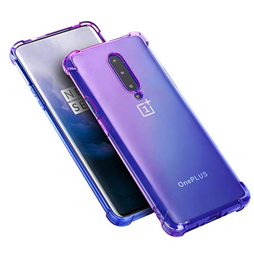 BAISRKE Clear Gradient Hülle für OnePlus 7 Pro, Stoßdämpfung, flexibel, TPU, weiche Kante, Bumper, schlanke Schutzhülle für OnePlus 7 Pro (2019) – Blau Violett von BAISRKE