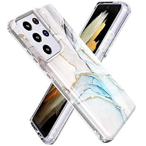 BAISRKE Galaxy 21 Ultra Hülle, Gold Glitzer Sparkle Marmor Hülle Hybrid Hartplastik Rückseite Weich Klar Glitzer TPU Rand Bumper Drop Stoßfest Schutzhülle für Galaxy S21 Ultra – bläuliches Grau BAISRKE Galaxy 21 Ultra Hülle, Gold Glitzer Sparkle Marmor Hülle Hybrid Hartplastik Rückseite Weich Klar Glitzer TPU Rand Bumper Drop Stoßfest Schutzhülle für Galaxy S21 Ultra – bläuliches Grau von BAISRKE