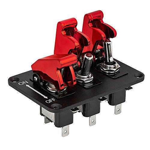 12V 20A Kippschalter Panel 3Rot Led Kippschalter Schnellabdeckung für Rennwagen Auto Boot 12V Schalter Panel Aluminum mit Kabel (3 rot) von BAITHNA