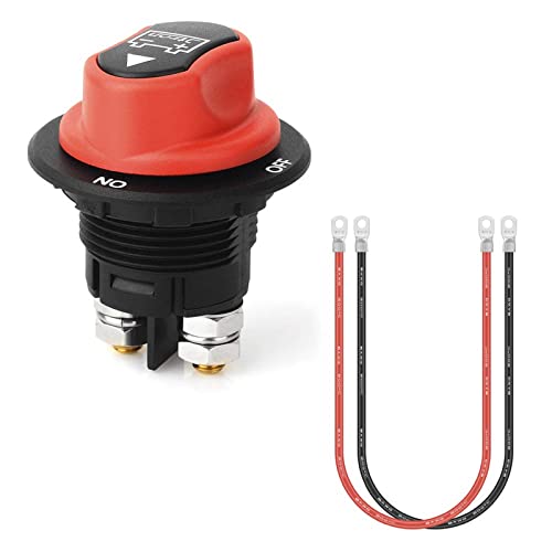 BONATECH Schwarz Messing Batterie Isolator ON-Off 2P SPST Auto Mini Batterieschalter Kill Switches Auto Race Rally Switches für Motorräder Autos Boote (100A mit 8AWG Kabel) von BAITHNA