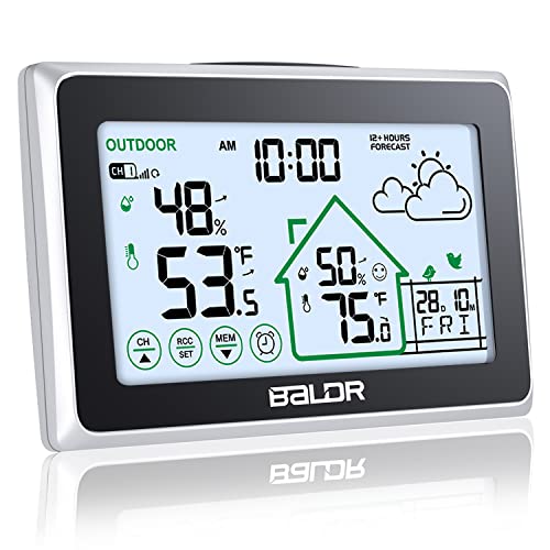 Baldr BD-909 Wetterstation mit Bildschirm | Kabellose digitale Vorhersage mit Außensensor, Hygrometer, Thermometer, Barometer, Uhr | Frost- und Extremtemperaturwarnungen | Weiß von BALDR